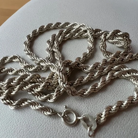 LONG SOLID ROPE CHAIN NECKLACE 925 STERLING SILVER THICK, HEAVY, WELL MADE 23